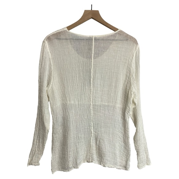 Grizas Crinkled Linen Top Size L Cream Long‎ Sleeve Minimalist Lagenlook NWT - Picture 2 of 10